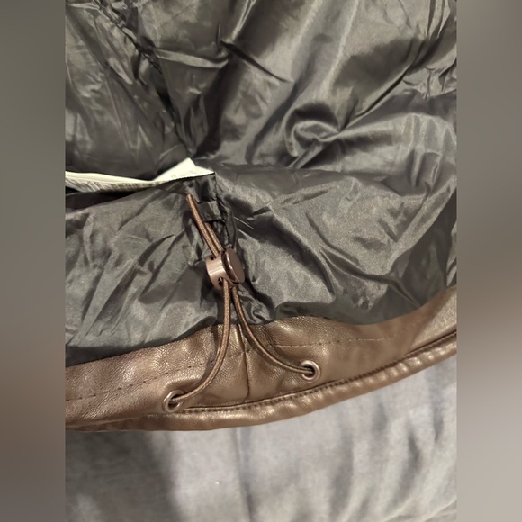 Zara Blogger Chocolate Brown Faux Leather Puffer Jacket Size L - Picture 11 of 17